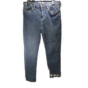 Eddie Bauer Jeans Womens 6 Plaid Lined Flannel Bakersfield Specially Dyed Denim